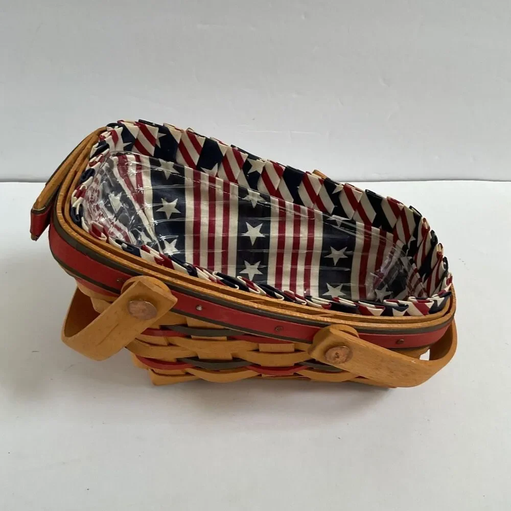 Longaberger All American SUMMERTIME Patriotic Basket Star Stripe Liner Protector
